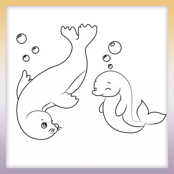 Omaľovánka - Tuleň a delfín