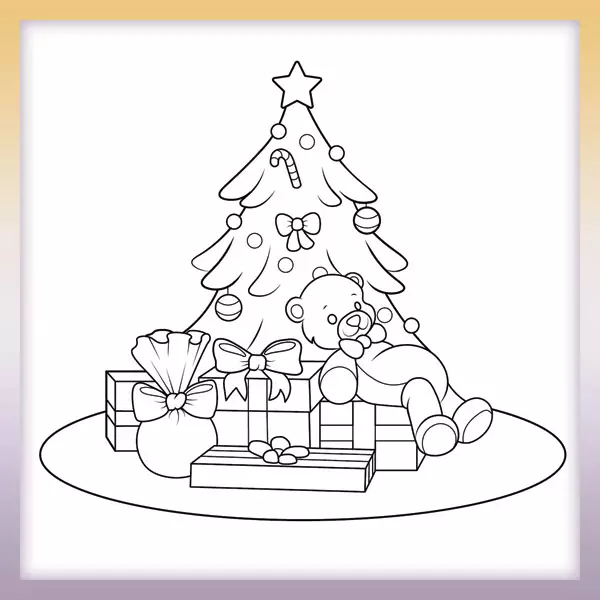 Vianočný stromček a darčeky - Omaľovánky