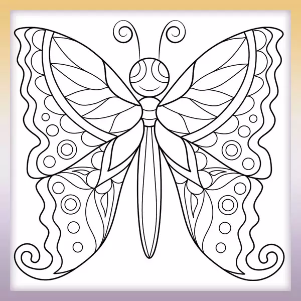 Motýľ - Mandala - Online Omaľovánka