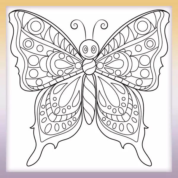 Motýľ - Mandala - Online Omaľovánka