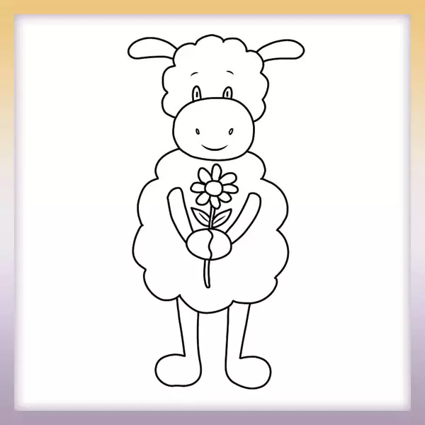 Ovečka s kvetom - Online Omaľovánka
