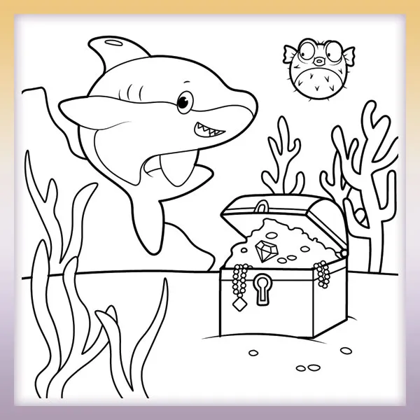 Žralok a poklad | Online omaľovánky pre deti