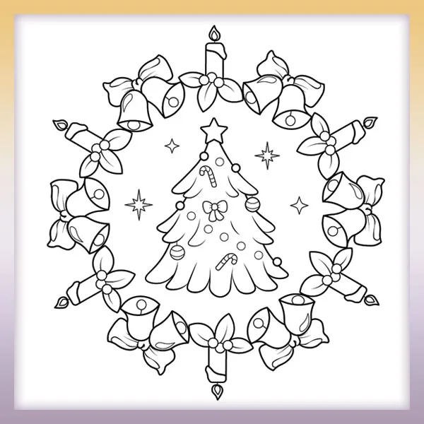 Mandala - Vianočný stromček | Online omaľovánky pre deti