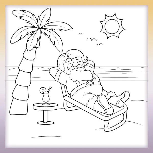Santa na dovolenke | Online omaľovánky pre deti