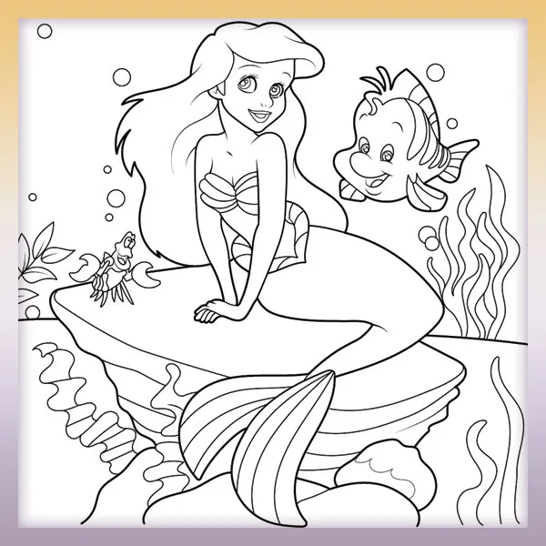 Malá morská víla Ariel | Online omaľovánky pre deti