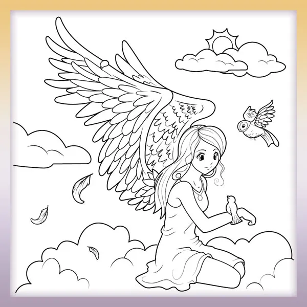 Anjel v oblakoch | Online omaľovánky pre deti
