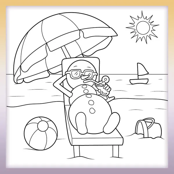 Snehuliak na pláži | Online omaľovánky pre deti