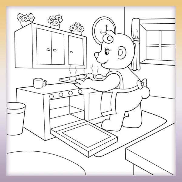 Medveď pečie koláče | Online omaľovánky pre deti
