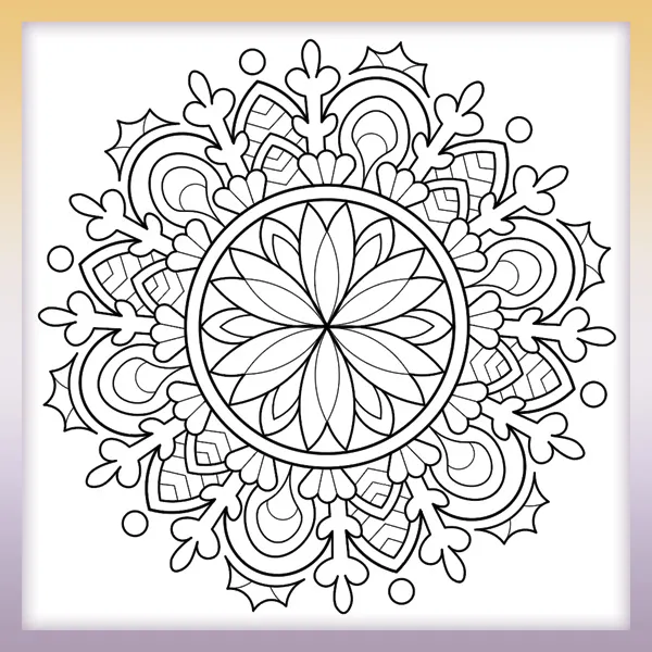 Zimný kvet - mandala | Online omaľovánky pre deti