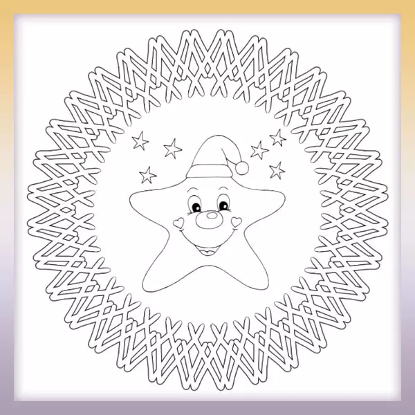 Mandala - hviezda s čiapkou | Online omaľovánka