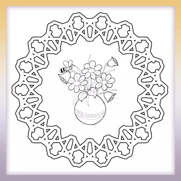 Mandala s kyticou kvetov | Online omaľovánka