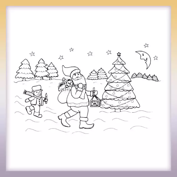Dedo Mráz a snehuliak | Online omaľovánka