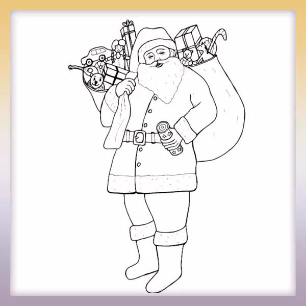 Dedo Mráz s darčekmi | Online omaľovánka