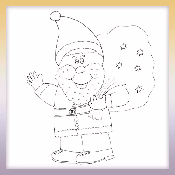 Dedo Mráz s vrecom darčekov | Online omaľovánka