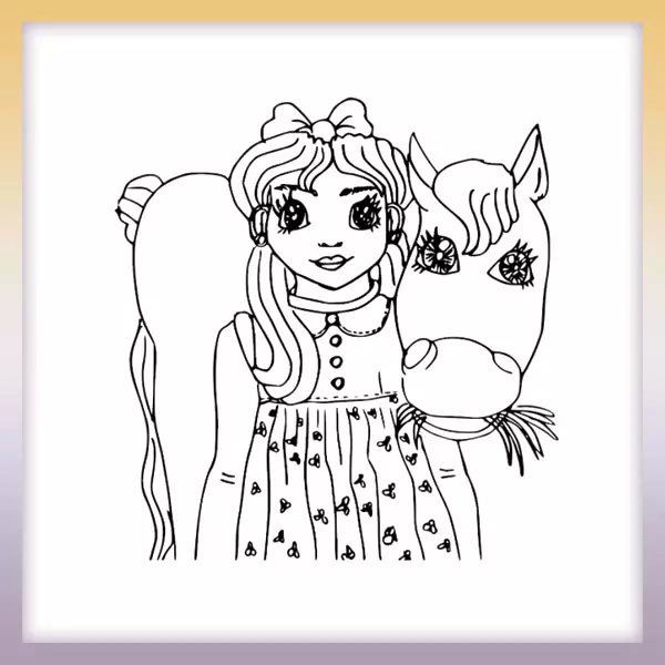 Dievča a koník | Online omaľovánka
