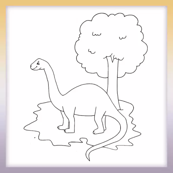 Dinosaurus pri strome | Online omaľovánka