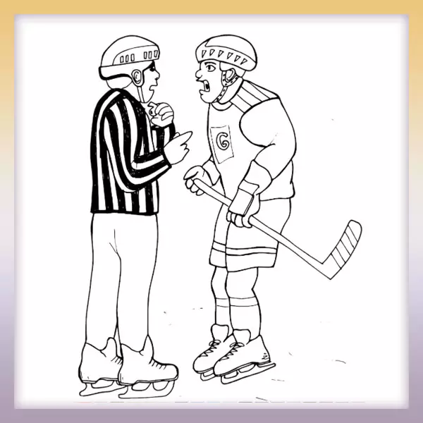 Hokejista a rozhodca | Online omaľovánka
