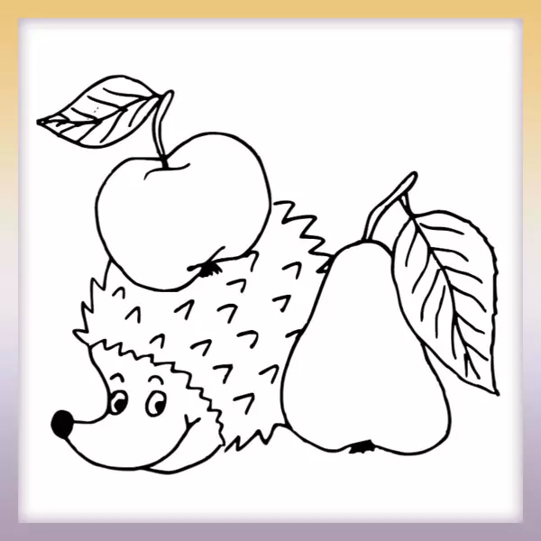 Ježko s jablkom a hruškou | Online omaľovánka