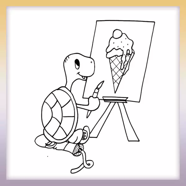 Korytnačka maľuje zmrzlinu | Online omaľovánka
