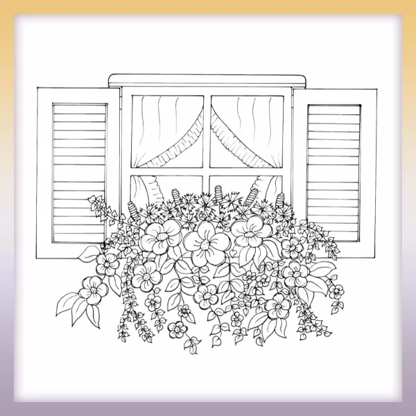 Kvety v okne | Online omaľovánka