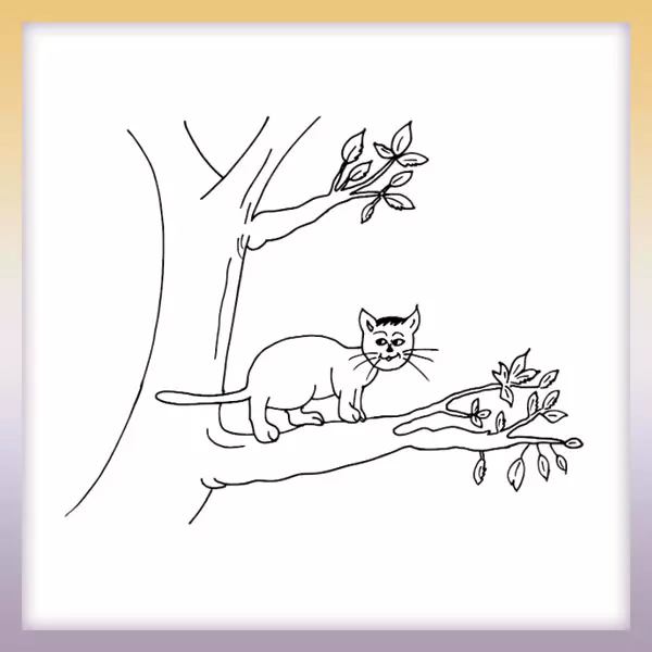 Mačka na strome | Online omaľovánka