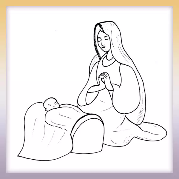 Mária s Ježiškom | Online omaľovánka