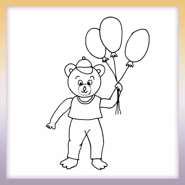 Medvedík s balónmi | Online omaľovánka