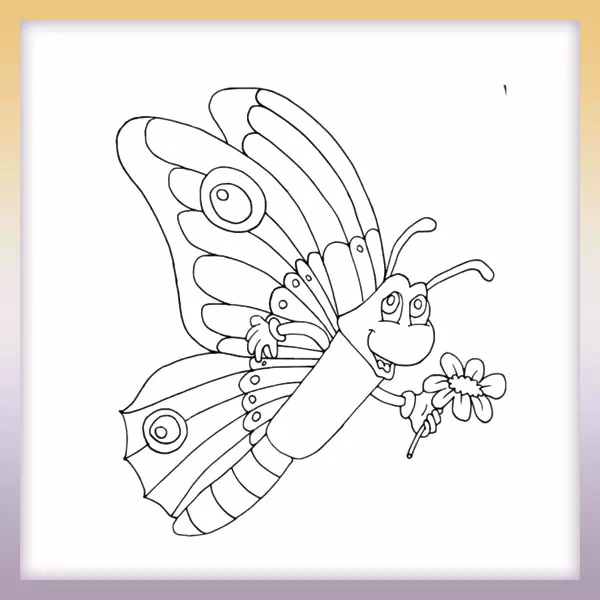 Motýľ s kvietkom | Online omaľovánka