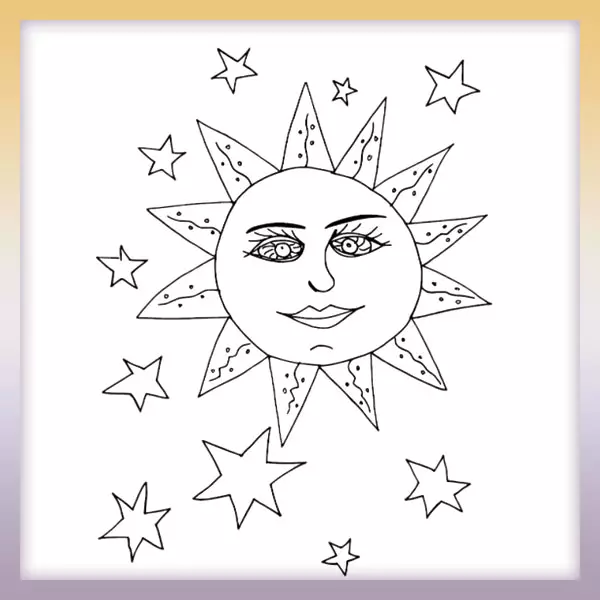 Slnko a hviezdy | Online omaľovánka