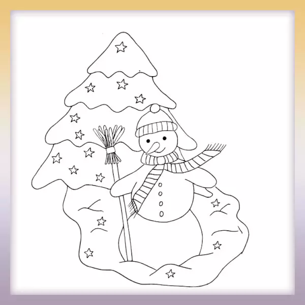 Snehuliak pred stromom | Online omaľovánka