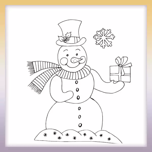 Snehuliak s darčekom | Online omaľovánka