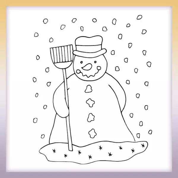 Snehuliak v klobúku s metlou | Online omaľovánka