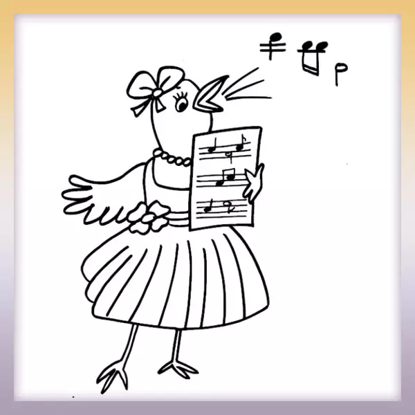 Spievajúci vtáčik | Online omaľovánka