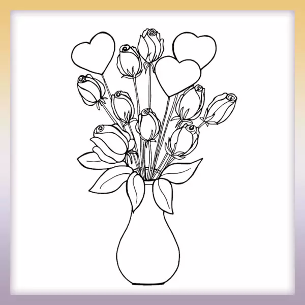 Váza s ružami | Online omaľovánka