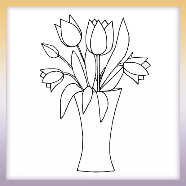 Váza s tulipánmi | Online omaľovánka