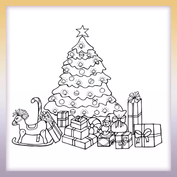 Vianočné darčeky pod stromčekom | Online omaľovánka