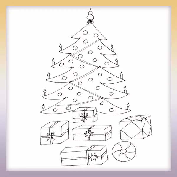 Vianočný strom s darčekmi | Online omaľovánka