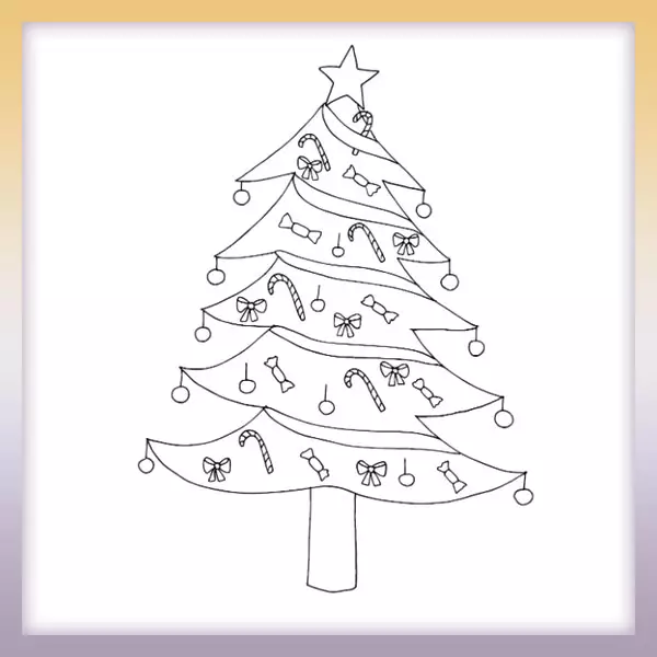 Vianočný strom s ozdobami | Online omaľovánka