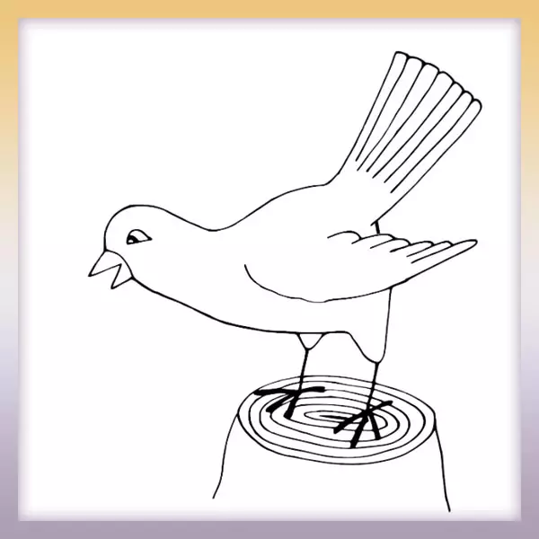 Vták na pníku | Online omaľovánka