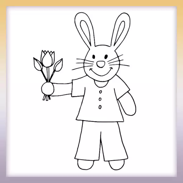 Zajac s tulipánmi | Online omaľovánka