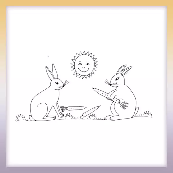 Zajace s mrkvou | Online omaľovánka