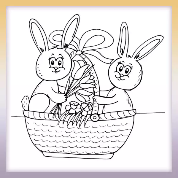 Zajace v košíku | Online omaľovánka